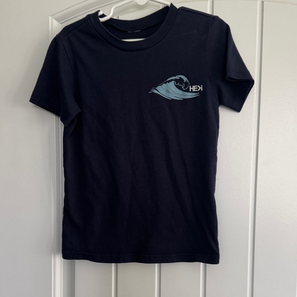 Navy Blue Kids HE>I Shirt with Wave Design